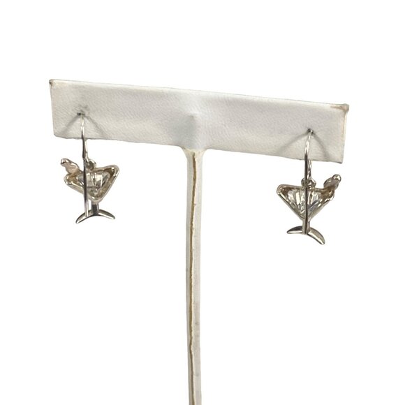 Silpada Sterling 925 Silver Vintage Martini CZ Earrings with Olive W1002 - Picture 5 of 7